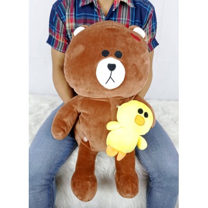 {M'SIA STOCK} LINE BROWN（STRETCH COTTON）SOFTTOYS/PLUSHTOYS/KIDSTOYS 60CM 布朗尼太空棉娃娃玩具公仔60厘米 Patung Beruang