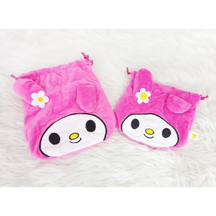 {M'SIA STOCK} Big Size Cartoon Drawstring Pocket Mini Storage Bag Portable 21cm 卡通（大号）抽绳口袋/化妆包学生女可爱收纳包抽绳束口袋7寸 poket tali