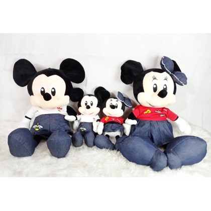Disney Jeans Couple Mickey/Minnie SOFTTOYS/PLUSHTOYS/KIDSTOYS/DOLL 90CM 牛仔米奇米妮娃娃玩具公仔90厘米 Anak Patung
