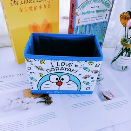 {M'SIA STOCK} Cartoon Desktop Stationery Organizer Storage Box Foldable Non-woven Decoration 卡通PU收纳包化妆品多功能储物盒杂物整理收纳盒