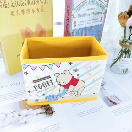 {M'SIA STOCK} Cartoon Desktop Stationery Organizer Storage Box Foldable Non-woven Decoration 卡通PU收纳包化妆品多功能储物盒杂物整理收纳盒