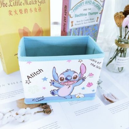 {M'SIA STOCK} Cartoon Desktop Stationery Organizer Storage Box Foldable Non-woven Decoration 卡通PU收纳包化妆品多功能储物盒杂物整理收纳盒