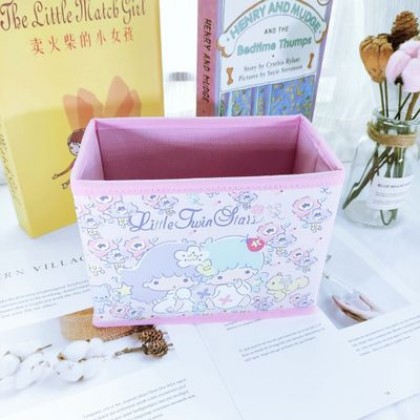 {M'SIA STOCK} Cartoon Desktop Stationery Organizer Storage Box Foldable Non-woven Decoration 卡通PU收纳包化妆品多功能储物盒杂物整理收纳盒