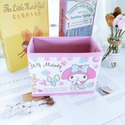 {M'SIA STOCK} Cartoon Desktop Stationery Organizer Storage Box Foldable Non-woven Decoration 卡通PU收纳包化妆品多功能储物盒杂物整理收纳盒