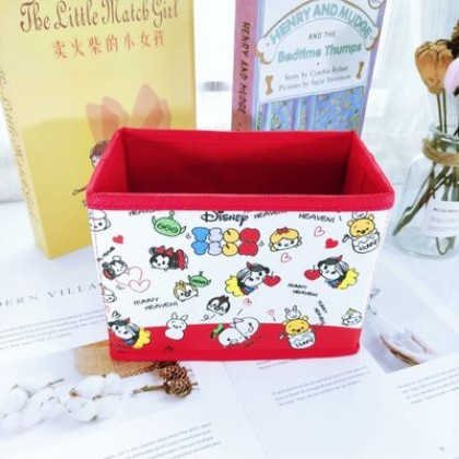 {M'SIA STOCK} Cartoon Desktop Stationery Organizer Storage Box Foldable Non-woven Decoration 卡通PU收纳包化妆品多功能储物盒杂物整理收纳盒