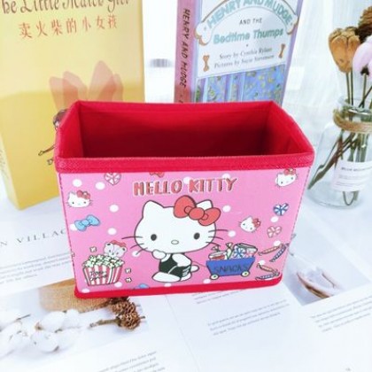 {M'SIA STOCK} Cartoon Desktop Stationery Organizer Storage Box Foldable Non-woven Decoration 卡通PU收纳包化妆品多功能储物盒杂物整理收纳盒
