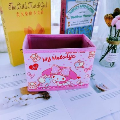 {M'SIA STOCK} Cartoon Desktop Stationery Organizer Storage Box Foldable Non-woven Decoration 卡通PU收纳包化妆品多功能储物盒杂物整理收纳盒