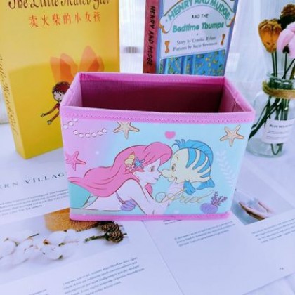 {M'SIA STOCK} Cartoon Desktop Stationery Organizer Storage Box Foldable Non-woven Decoration 卡通PU收纳包化妆品多功能储物盒杂物整理收纳盒