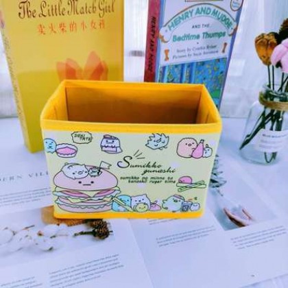 {M'SIA STOCK} Cartoon Desktop Stationery Organizer Storage Box Foldable Non-woven Decoration 卡通PU收纳包化妆品多功能储物盒杂物整理收纳盒