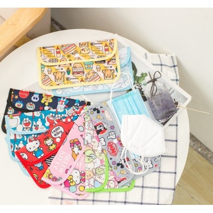 {M'SIA STOCK} Cartoon Portable Mask Bag/Receipt Storage Bag 便携口罩包/收据卡通翻盖防尘口罩收纳包 Beg Simpanan