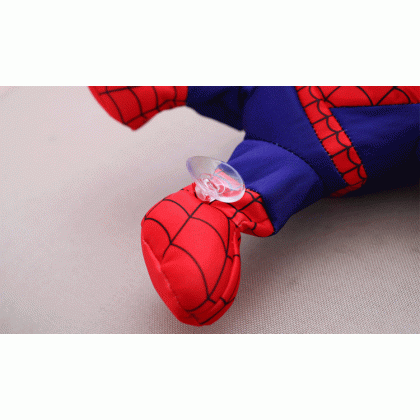 {M'SIA STOCK} Dancing Spiderman Car Glass Plush Toy Can Dance And Sing SOFT TOYS/KIDS TOYS/DOLL 30cm 吸塑跳舞蜘蛛侠娃娃玩具公仔 30厘米