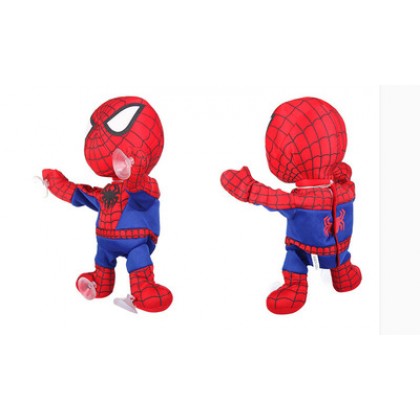 {M'SIA STOCK} Dancing Spiderman Car Glass Plush Toy Can Dance And Sing SOFT TOYS/KIDS TOYS/DOLL 30cm 吸塑跳舞蜘蛛侠娃娃玩具公仔 30厘米