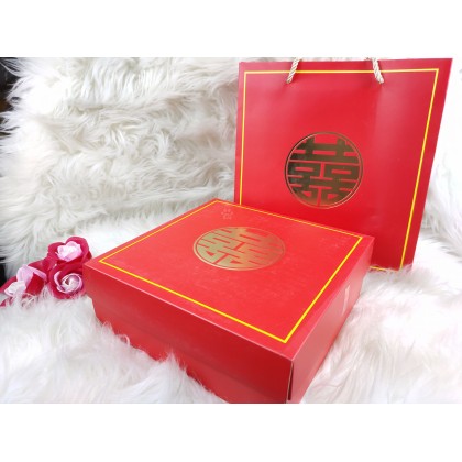{READY STOCK} 1 Set Gift Box [Box + Paper Bag] Festival Wedding Valentine Days Door/Party Gift Box 伴手礼盒结婚喜糖盒包装盒手提袋套装