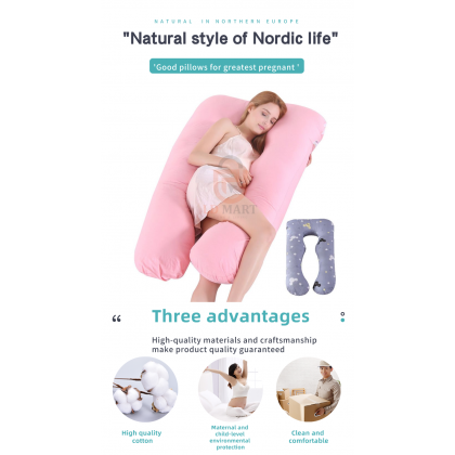 {READY STOCK} U Shape Maternity Pillow Pregnant Side Bedding Full Cotton Pregnancy Nursing Pillow U型孕妇枕哺乳 Bantal Menyusu