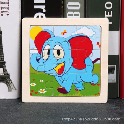 {READY STOCK} Kids Wooden Giraffe/Whale/Crab/Panda/Elepahnt Jigsaw Puzzle Early Education 9粒小拼图儿童益智交通工具动物昆虫动手动脑拼板木质玩具