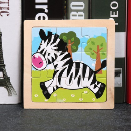 {READY STOCK} Kids Wooden Giraffe/Whale/Crab/Panda/Elepahnt Jigsaw Puzzle Early Education 9粒小拼图儿童益智交通工具动物昆虫动手动脑拼板木质玩具