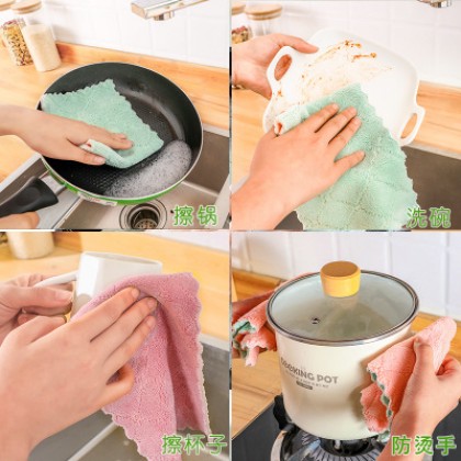 27*16cm Kitchen Dish Towel Rag Non-stick Oil Double-layer Dish Cloth Kitchen Cleaning Wipes 1pcs 家用双面抹布