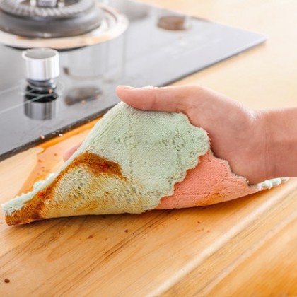 27*16cm Kitchen Dish Towel Rag Non-stick Oil Double-layer Dish Cloth Kitchen Cleaning Wipes 1pcs 家用双面抹布
