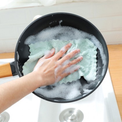27*16cm Kitchen Dish Towel Rag Non-stick Oil Double-layer Dish Cloth Kitchen Cleaning Wipes 1pcs 家用双面抹布