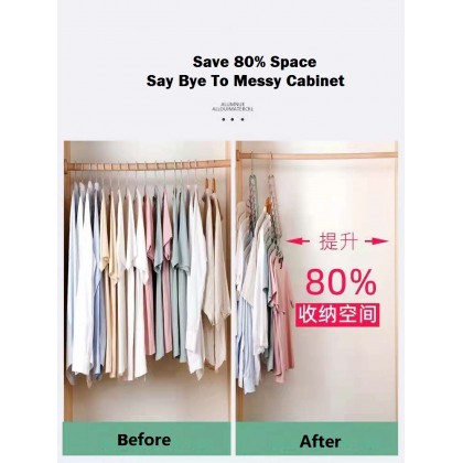 {READY STOCK} Magic Cloth Hanger 2 Way 9 Holes 360 Rotatable Wardrobe Storage Space Saver Tiktok 九孔多功能衣架 Penyangkut Baju