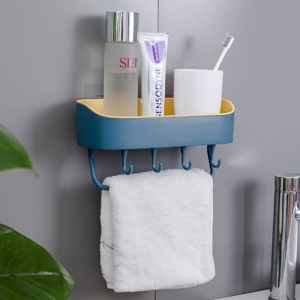 {M'SIA STOCK} Bathroom Rack Wall Mounted Plastic Kitchen Storage Bathroom Shower Storage Shelf Hook Seamless 壁挂式浴室厨房置物架