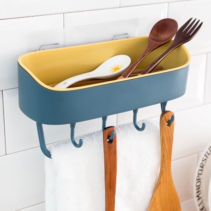 {M'SIA STOCK} Bathroom Rack Wall Mounted Plastic Kitchen Storage Bathroom Shower Storage Shelf Hook Seamless 壁挂式浴室厨房置物架