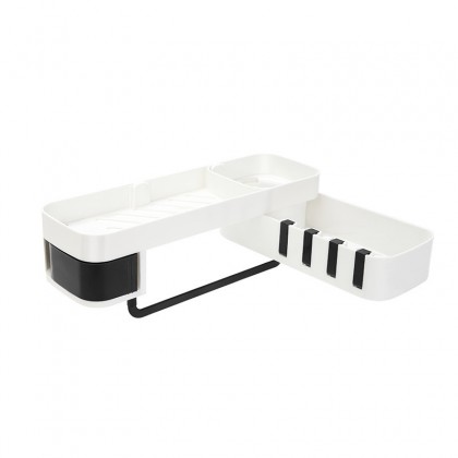 {M'SIA STOCK} Bathroom Storage Rack Triangular Layered Rotating Shelf Wall Mounted Plastic 免打孔三角旋转置物架