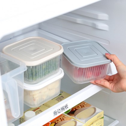 {READY STOCK} Fresh Ginger Garlic Onion Double Layer Plastic Storage Box Transparent Refrigerator 方形葱花保鲜盒 Bawang Kotak