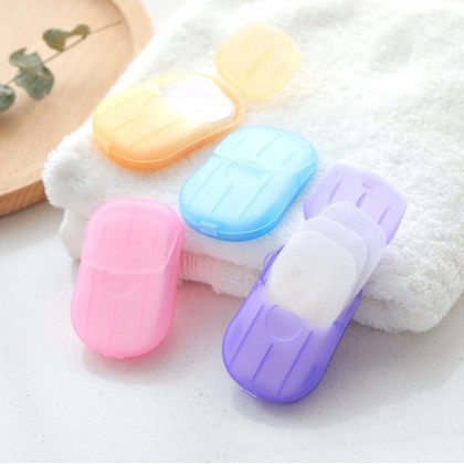 {M'SIA STOCK} Travel Disposable Soap Tablets Boxed Soap Paper Portable Hand Washing Carry  便携户外洗手纸香皂/香皂纸 Kertas Sabun