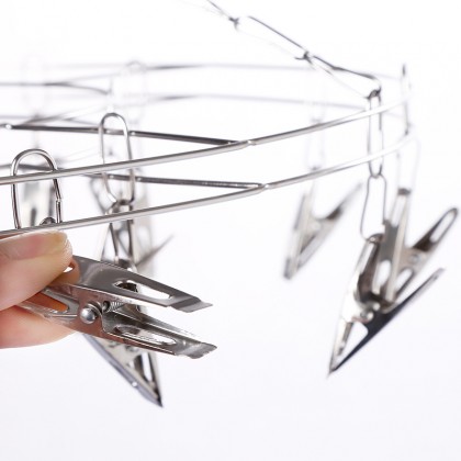 {M'SIA STOCK} 20 Clippers Stainless Steel Multi-functional Large Round Sock & Undergarment Drying Hanger  20夹不锈钢圆形晒袜架
