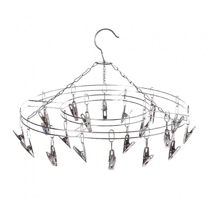 {M'SIA STOCK} 20 Clippers Stainless Steel Multi-functional Large Round Sock & Undergarment Drying Hanger  20夹不锈钢圆形晒袜架