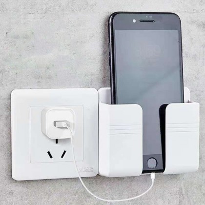 {READY STOCK} Wall Mounted Mobile Phone Charging Holder Remote Control Air Conditioner Storage Box Case Rack 粘贴式无痕手机充电支架
