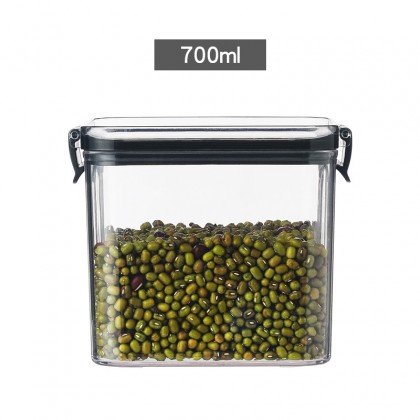700ml Food Storage Transparent Plastic Airtight Multigrain Storage Container High Quality 方形透明密封收纳罐 Jar Simpanan