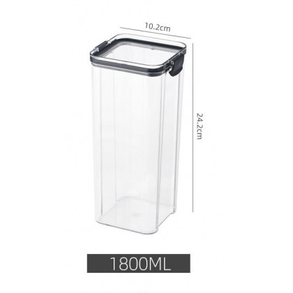 1800ml Food Storage Transparent Plastic Airtight Multigrain Storage Container High Quality 方形透明密封收纳罐 Jar Simpanan