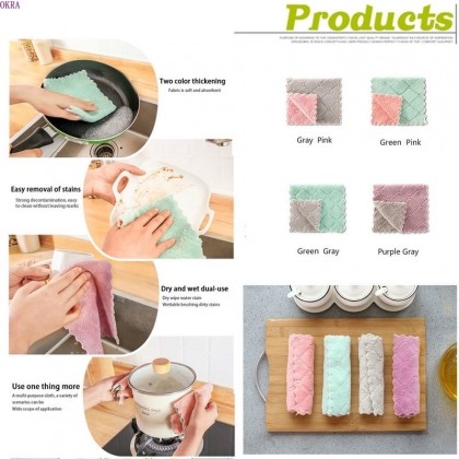 {M'SIA STOCK} Kitchen Dish Towel Rag Non-stick Oil Double-layer Dish Cloth Kitchen Cleaning Wipes 1pcs 双面抹布Kain Lap Meja