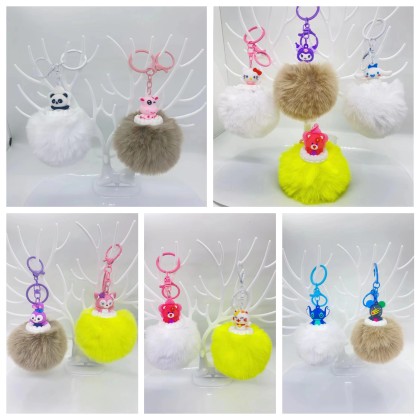 Furry Ball Cartoon Key Chain   卡通毛毛球钥匙圈