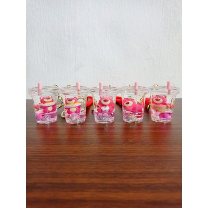 Lotso Cup Liquid Key Chain   草莓熊卡通流沙钥匙圈