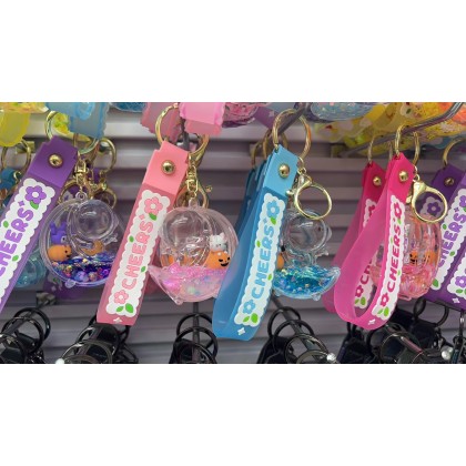 Pumpkin Kuromi Kitty Liquid Sequins Key Chain   南瓜库洛米凯蒂猫流沙亮片钥匙圈