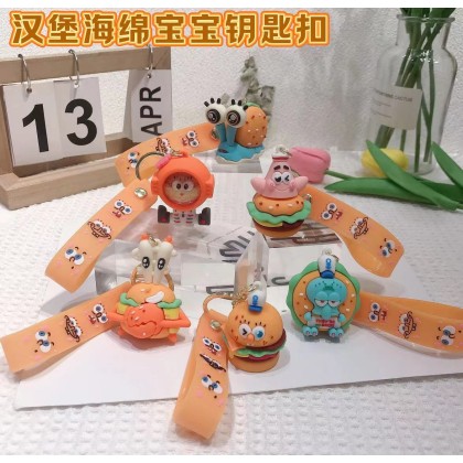 Burger SpongeBob Family Key Chain   汉堡海绵宝宝家族钥匙圈