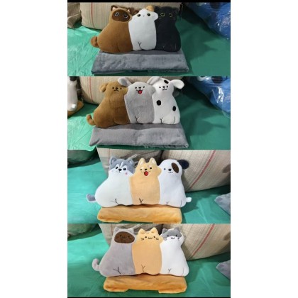Puppy Kitten Pillow With Blanket   小狗小猫枕头被