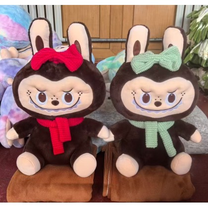 Scarf Labubu Pillow With Blanket   围巾拉布布枕头被