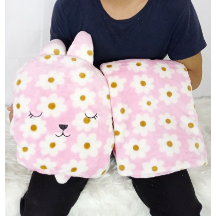 {M'SIA STOCK} 3 in 1 Multipurpose Cartoon Pillow with Blanket/Hand Warmer Cartoon Travel Blanket / Bantal Selimut 梨花兔枕头被娃娃玩具公仔