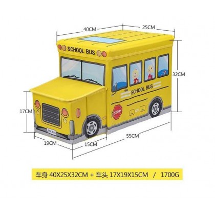 {M'SIA STOCK} Kids Vehicle Toy Storage Box Foldable Organizer Box Multipurpose Vehicle Stool Sofa Storage可折叠多功能卡通汽车收纳箱玩具