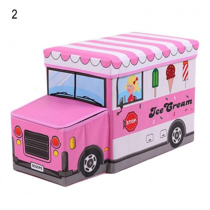 {M'SIA STOCK} Kids Vehicle Toy Storage Box Foldable Organizer Box Multipurpose Vehicle Stool Sofa Storage可折叠多功能卡通汽车收纳箱玩具