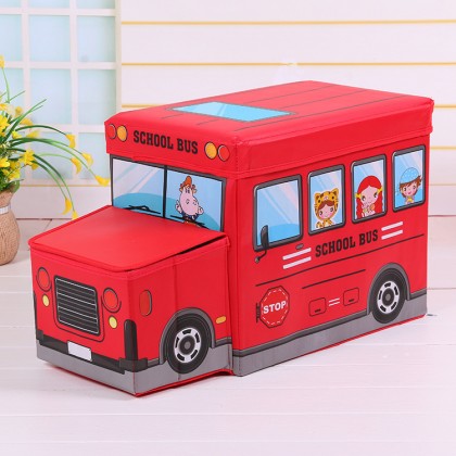 {M'SIA STOCK} Kids Vehicle Toy Storage Box Foldable Organizer Box Multipurpose Vehicle Stool Sofa Storage可折叠多功能卡通汽车收纳箱玩具