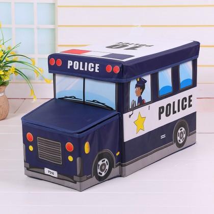 {M'SIA STOCK} Kids Vehicle Toy Storage Box Foldable Organizer Box Multipurpose Vehicle Stool Sofa Storage可折叠多功能卡通汽车收纳箱玩具