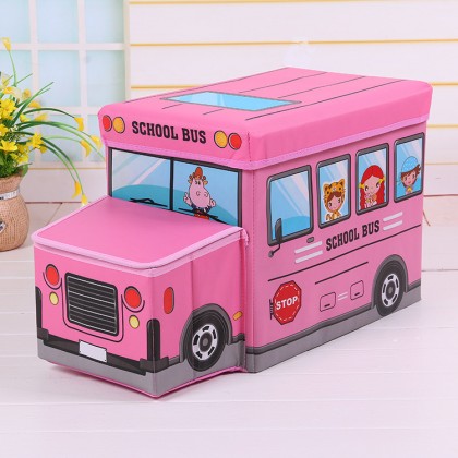 {M'SIA STOCK} Kids Vehicle Toy Storage Box Foldable Organizer Box Multipurpose Vehicle Stool Sofa Storage可折叠多功能卡通汽车收纳箱玩具