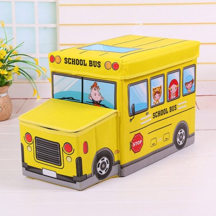 {M'SIA STOCK} Kids Vehicle Toy Storage Box Foldable Organizer Box Multipurpose Vehicle Stool Sofa Storage可折叠多功能卡通汽车收纳箱玩具