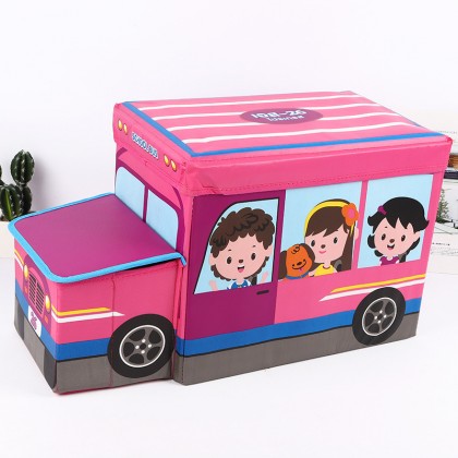 {M'SIA STOCK} Kids Vehicle Toy Storage Box Foldable Organizer Box Multipurpose Vehicle Stool Sofa Storage可折叠多功能卡通汽车收纳箱玩具