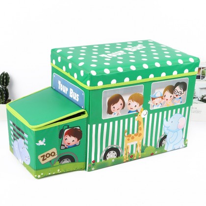 {M'SIA STOCK} Kids Vehicle Toy Storage Box Foldable Organizer Box Multipurpose Vehicle Stool Sofa Storage可折叠多功能卡通汽车收纳箱玩具